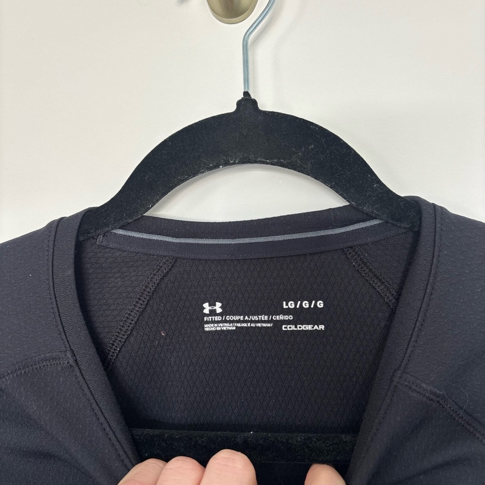 Under Armour Classic Logo ColdGear Black Fitted Long Sleeve Top Women’s Large - Picture 4 of 11